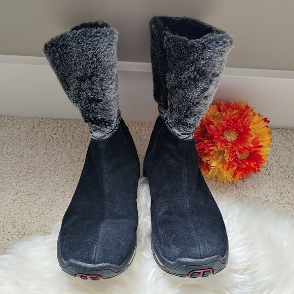 Black Real Fur Suede Side Zipper Winter Boots (38 EU) - Picture 6 of 16